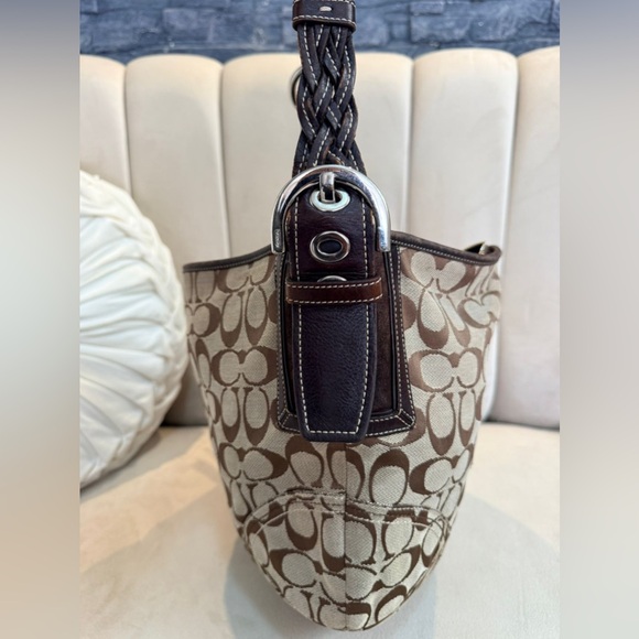 Vintage Coach Soho Y2K Brown Hobo Bag In Signature Canvas And Brown Leather Trim - Picture 2 of 8